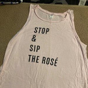 Old Navy "Stop and Sip the Rose" Tank Top - Pink - Size M